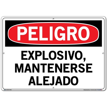 Vestil Aluminum Sign, 14-1/2" Height, 20-1/2" Width, Aluminum, Rectangle, Spanish SI-D-44-E-AL-040-S